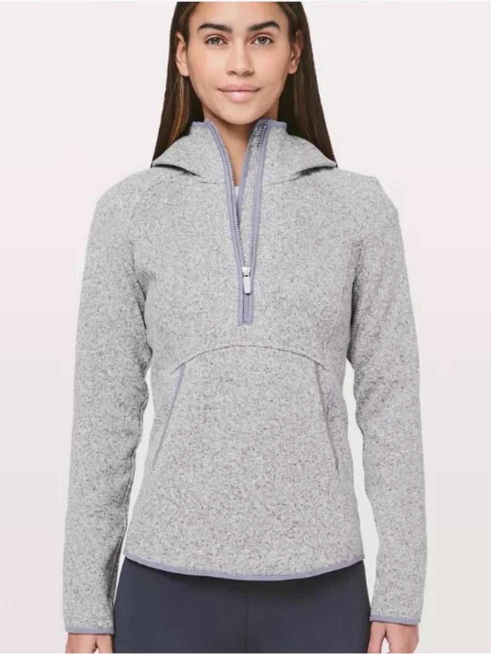 lululemon athletica Heather Gray Half-Zip Fleece Hooded Pullover Size 12